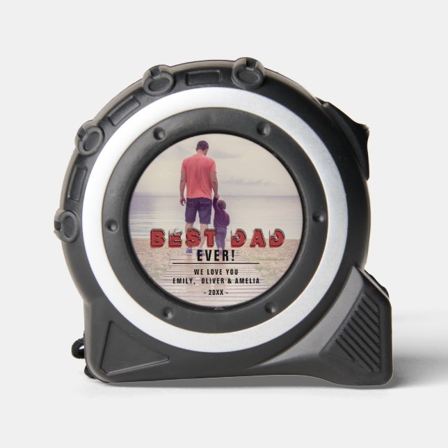 Bester Vater je Familie: Volles Foto Maßband (Vorderseite)