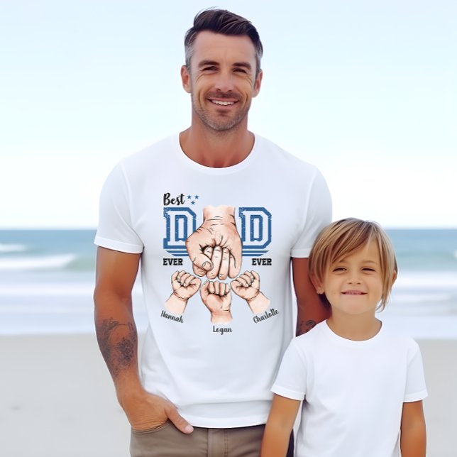 Bester Vater je Fist Bump Shirt - 3 Kindernamen (Von Creator hochgeladen)
