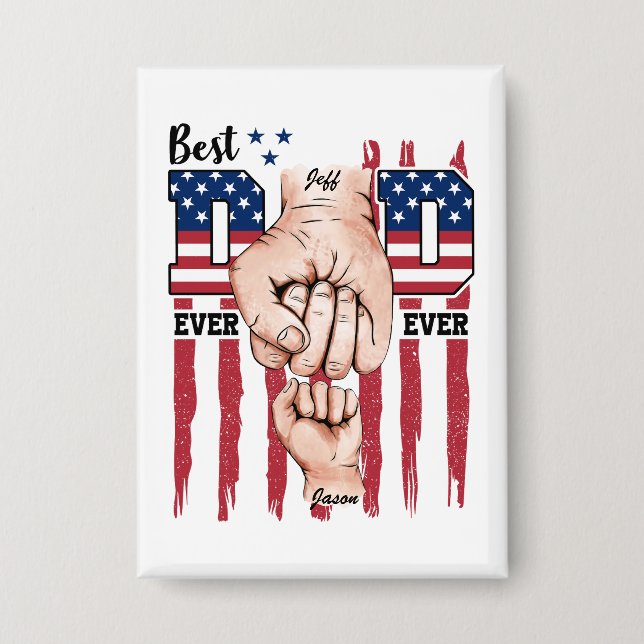Bester Vater je - Fist Bump USA Flag - 1 Kind Button (Vorderseite)
