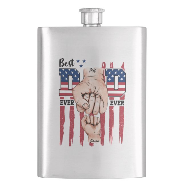 Bester Vater je - Fist Bump USA Flag - 1 Kind Flachmann (Vorderseite)