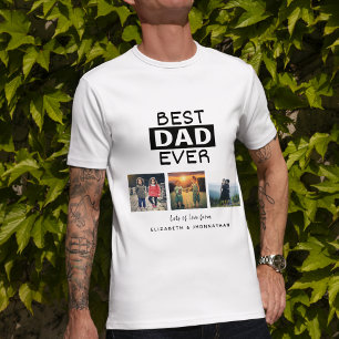 Bester Vater je Foto Collage Bold Typografy Vater T-Shirt