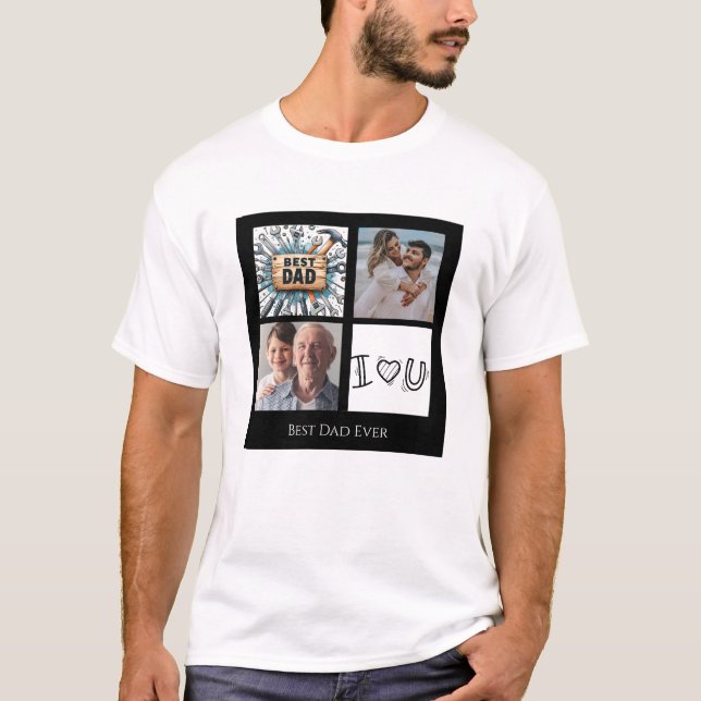 Bester Vater je Foto Collage T - Shirt (Vorderseite)