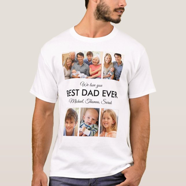 Bester Vater je Foto Collage Vatertag T-Shirt (Vorderseite)