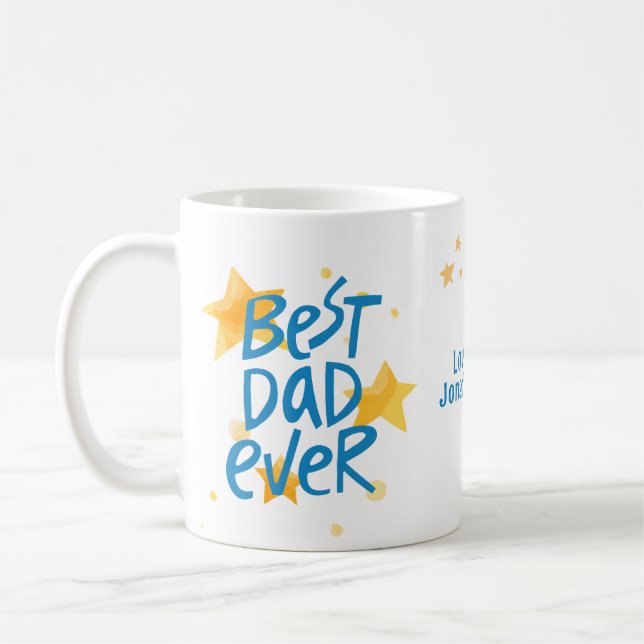 Bester Vater je Foto Gelbe Sterne Kaffeetasse (Links)