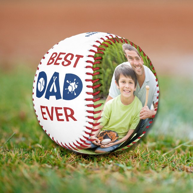 Bester Vater je Foto Personalisierter Name Eigene  Baseball (Von Creator hochgeladen)