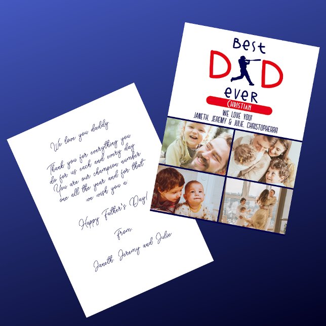 Bester Vater je Foto Trendy Modern Blue Vathage Da Karte (Von Creator hochgeladen)