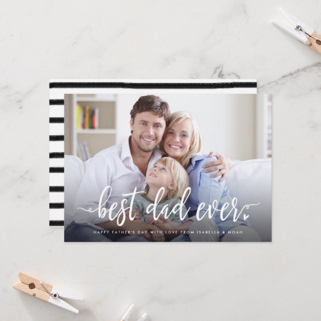 Bester Vater je Foto Vatertag Karte (Vorderseite/Rückseite Beispiel)