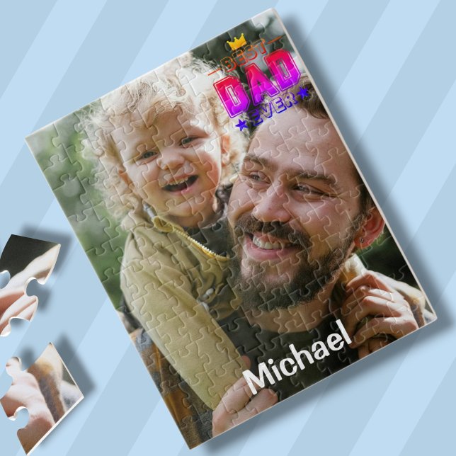 Bester Vater je Foto Vatertag Puzzle (Best Dad Ever Photo Father's Day Jigsaw Puzzle)
