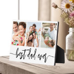 Bester Vater je - FotoCollage des Vaters Fotoplatte<br><div class="desc">Feiern Sie Ihren Vater mit dem "Besten Vater je" Foto Collage Plaque, eine herzliche Hommage an den Mann, der die Welt für Sie bedeutet. Diese wunderschön gestaltete Plakette besticht durch eine hochwertige, individuell gestaltbare Collage aus Foto, in der Sie wertvolle Erinnerungen und besondere Momente vorstellen können. Die Collage ist elegant...</div>