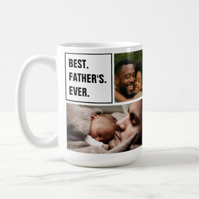 Bester Vater je FotoCollage und benutzerdefinierte Kaffeetasse (Links)