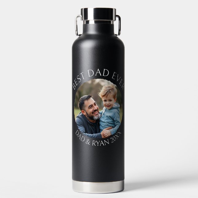 Bester Vater je | Fotovorlage Personalisiert Trinkflasche (Vorderseite)