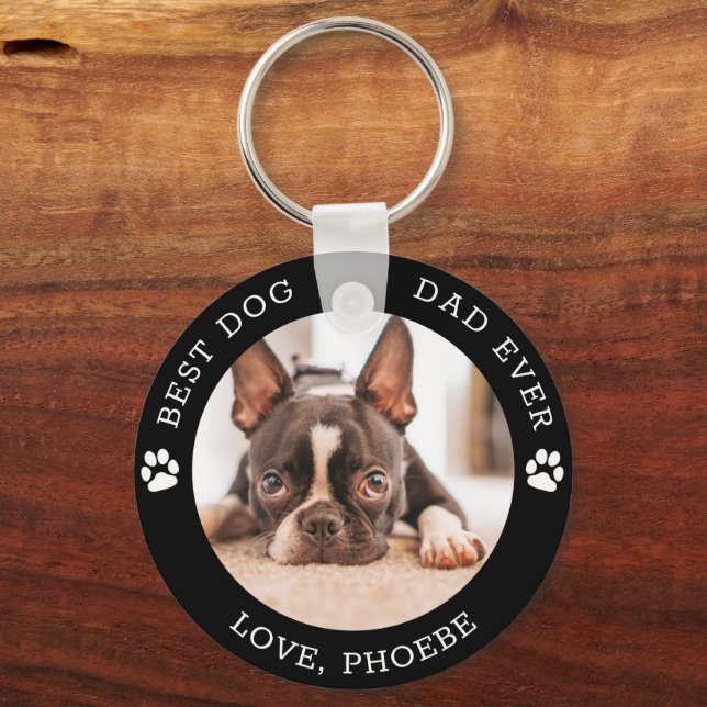 Bester Vater je French Bulldog Custom Foto Schlüsselanhänger (Vorderseite)