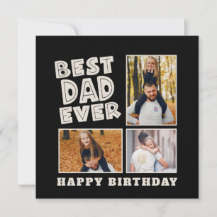 Bester Vater je Funky 3 Foto Black Birthday Karte