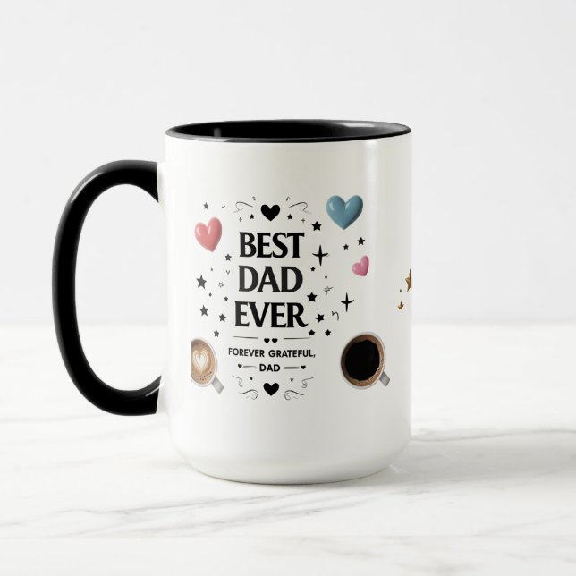 Bester Vater je - für immer dankbar, Vater Tasse (Links)