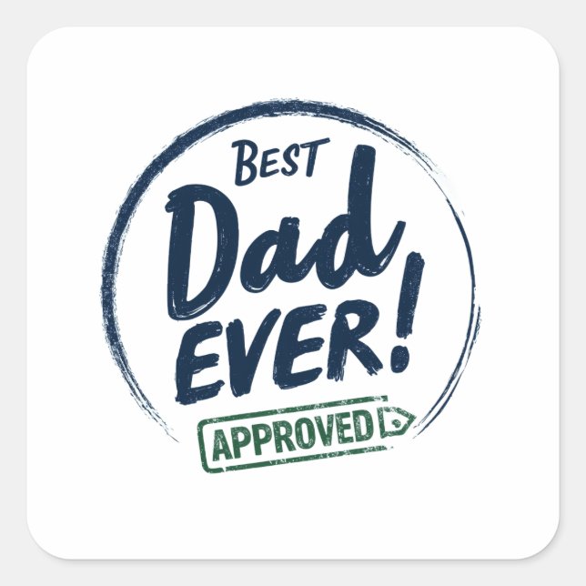 Bester Vater je, gebildetes Textdesign Quadratischer Aufkleber (Vorderseite)