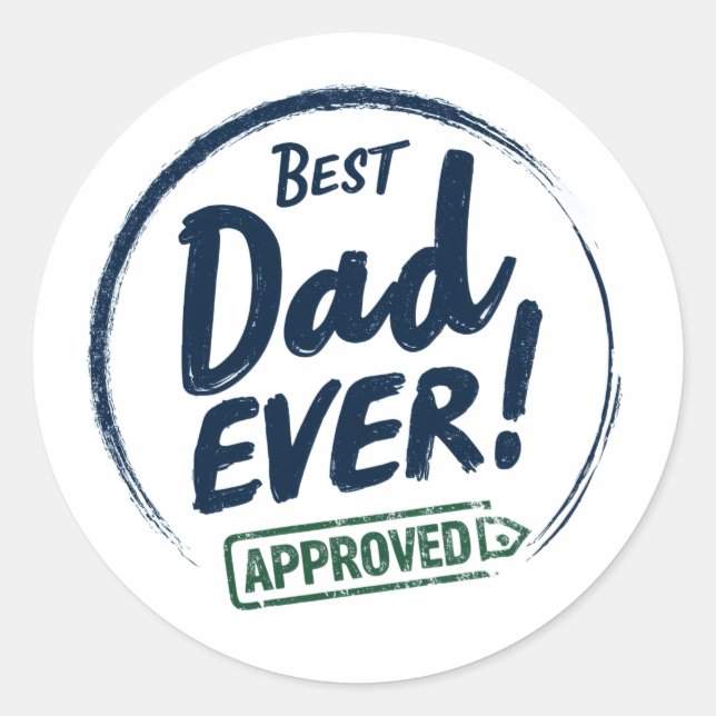 Bester Vater je, gebildetes Textdesign Runder Aufkleber (Vorderseite)