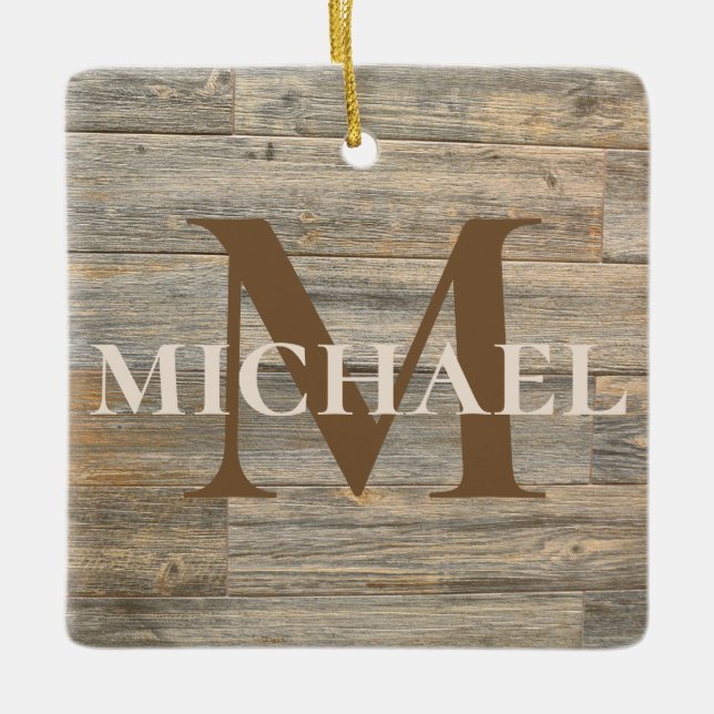 Bester Vater je gestresstes rustikales Leichtholzk Keramikornament (Vorderseite)