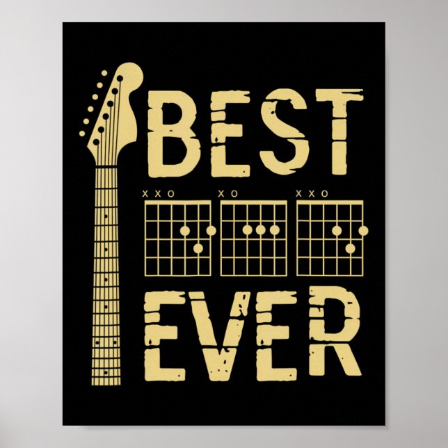 Bester Vater je Gitarre Chord Gitarrist Vater Väte Poster (Vorne)
