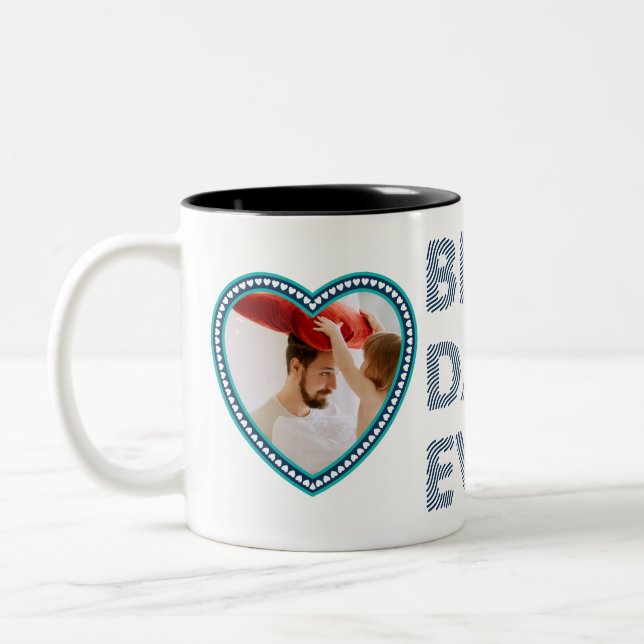 Bester Vater je, glücklicher 1. Vatertag Zweifarbige Tasse (Links)