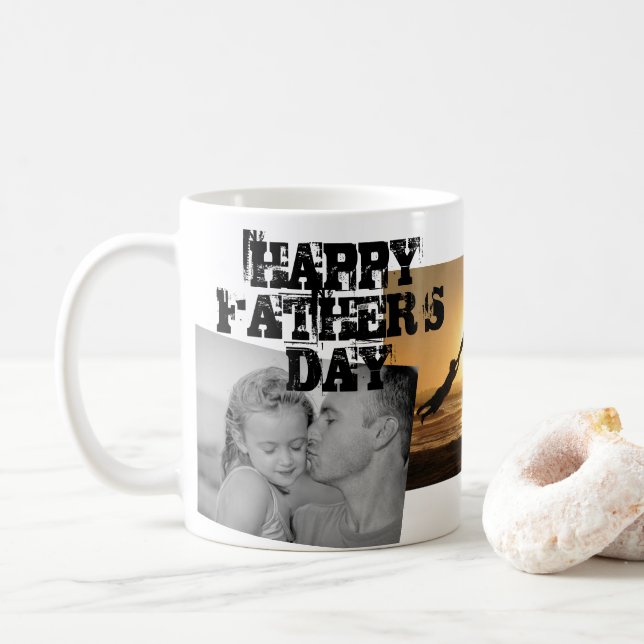 Bester Vater je glücklicher Vater's Day 3 Foto Col Kaffeetasse (Mit Donut)