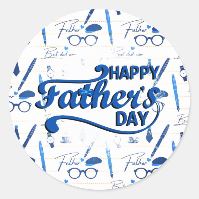 Bester Vater je, glücklicher Vatertag Runder Aufkleber (Vorderseite)