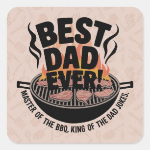 Bester Vater je GRILLEN Design - King of the Grill Quadratischer Aufkleber