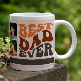 Bester Vater je Groovy Retro Typografie und 4 Foto Jumbo-Tasse