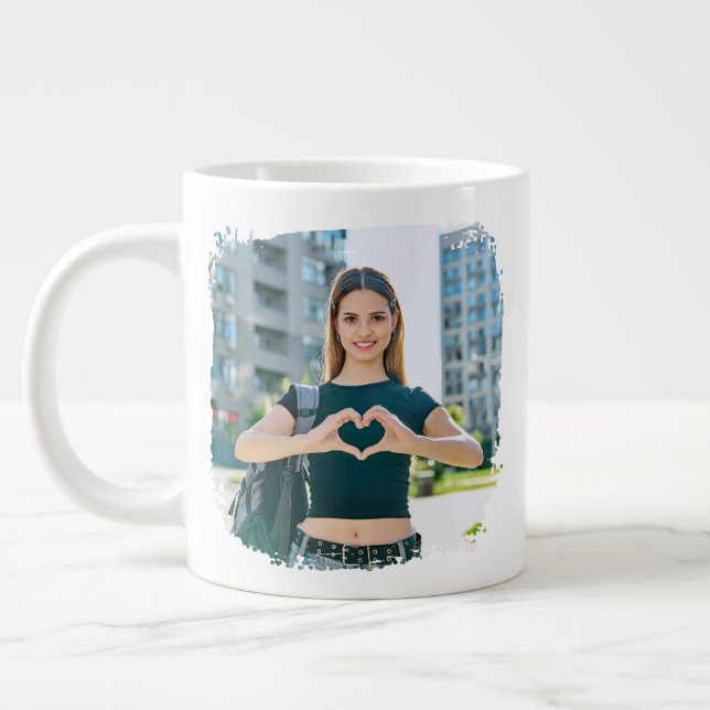 Bester Vater je Grunge Border Foto Jumbo-Tasse (Links)