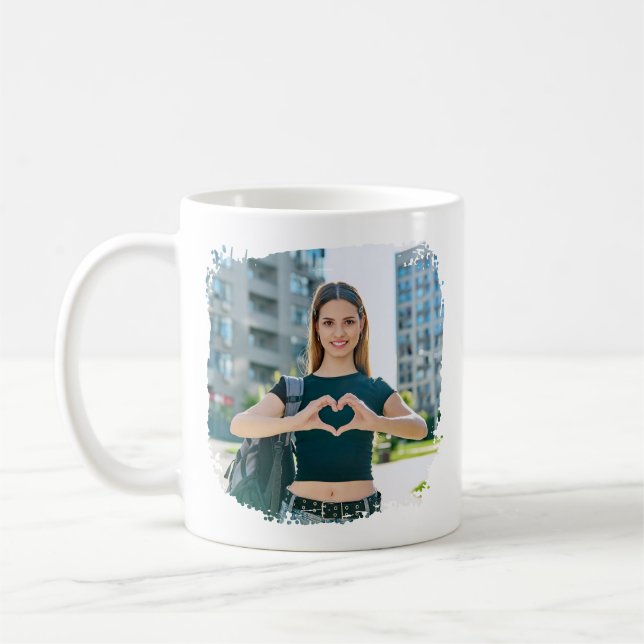 Bester Vater je Grunge Border Foto Kaffeetasse (Links)