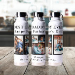 Bester Vater je Happy Vatertag 5 Foto Collage Trinkflasche<br><div class="desc">Moderne moderne Happy Vatertag BEST DADDY JE fünf Familienabbildungen halten Sake einfache Weiß- und Schwarzwasserflasche mit einer fett formatierten Schrift. Erstellen Sie Ihre eigene Version mit 5 Familienbildern und Ihrem Text! Sie können die Farben von Text und Hintergrund ändern. Es kann ein niedliches personalisiertes Geschenk für Ihren Vater oder Großvater...</div>