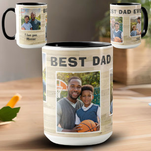 Bester Vater je Holz 3 Foto Collage Vater Tasse