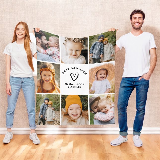 Bester Vater je Instagram Vatertag FotoCollage Fleecedecke (Von Creator hochgeladen)