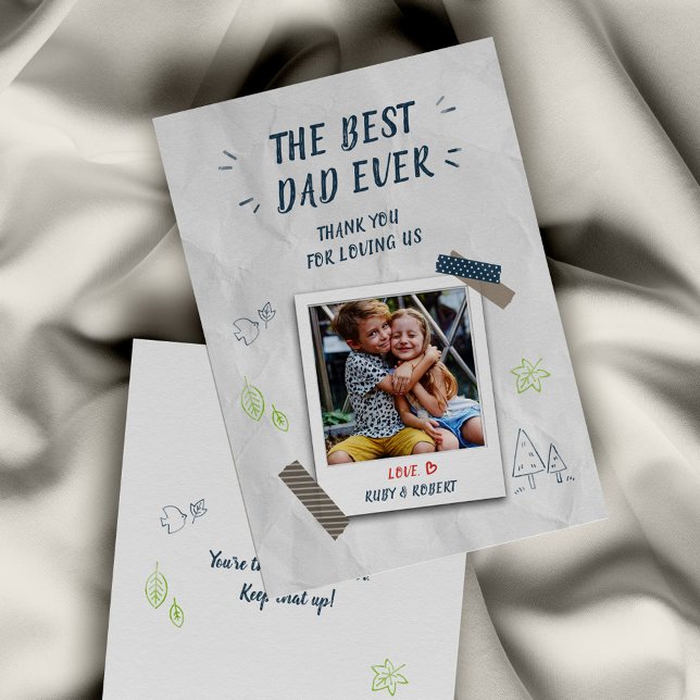 Bester Vater je Kind Foto kundenspezifisch Mitteilungskarte (Fathers Day Best Dad Ever with Kids Photo Greetings Card)