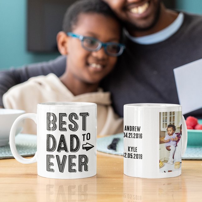 Bester Vater je Kind Name Benutzerdefiniertes Foto Kaffeetasse (Von Creator hochgeladen)