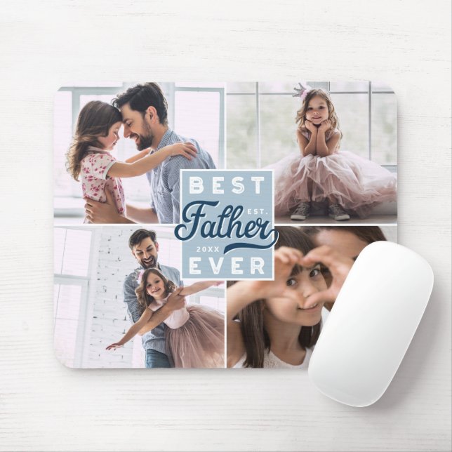 Bester Vater je kundenspezifisches Vierer-Foto-Fam Mousepad (Mit Mouse)