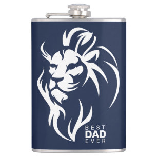 Bester Vater je, Löwe, Vatertag Navy Blau Flachmann
