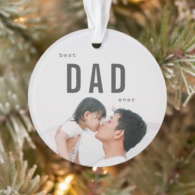 Bester Vater je Minimalistisches Foto Ornament (Baum)