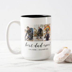 Bester Vater je mit dem Multi-Foto Zweifarbige Tasse