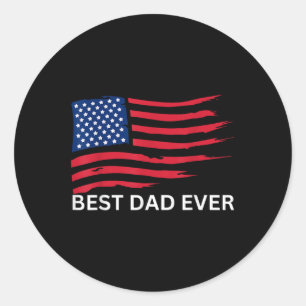Bester Vater je mit US-amerikanischen Flaggen Gesc Runder Aufkleber