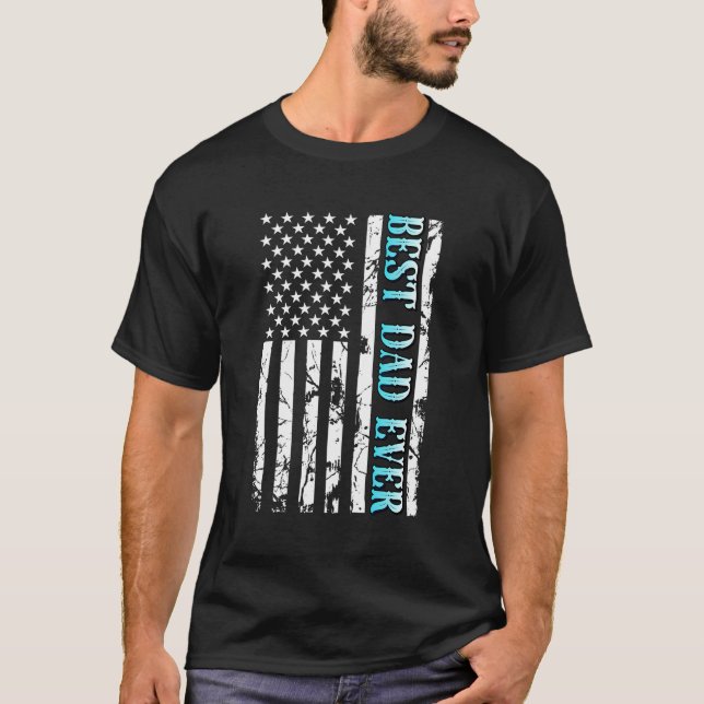 Bester Vater je mit US-amerikanischer Flagge Niedl T-Shirt (Vorderseite)
