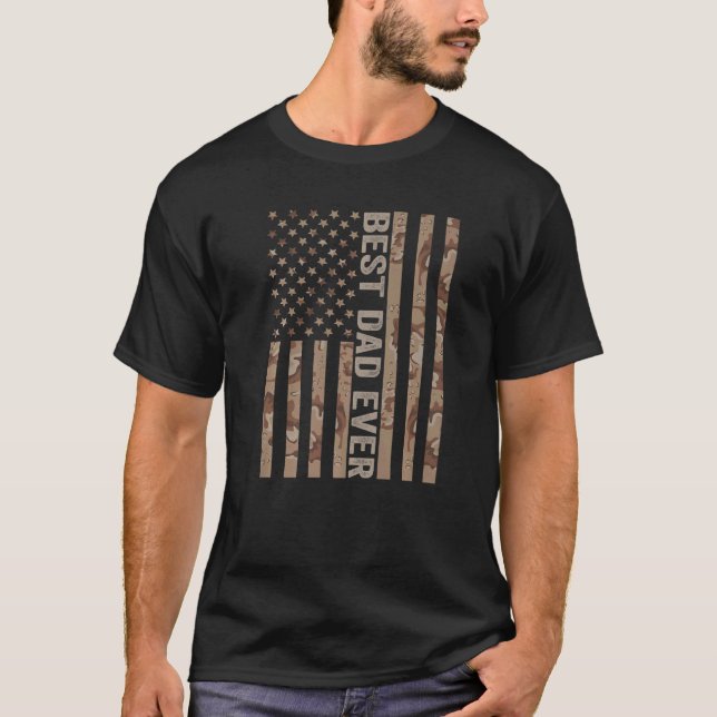 Bester Vater je mit US-amerikanischer Flagge Vater T-Shirt (Vorderseite)