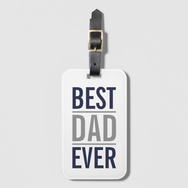 Bester Vater je | Modern Navy Blue Gepäckanhänger (Vorderseite Vertikal)
