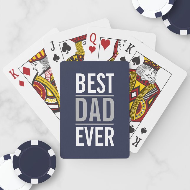 Bester Vater je | Modern Navy Blue Playing Cards Spielkarten (Von Creator hochgeladen)