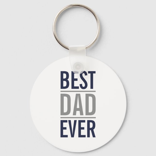 Bester Vater je | Modern Navy Blue Schlüsselanhänger (Vorderseite)