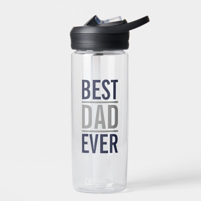 Bester Vater je | Modern Navy Blue Trinkflasche (Links)