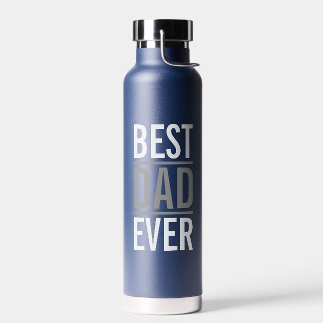 Bester Vater je | Modern Navy Blue Trinkflasche (Links)