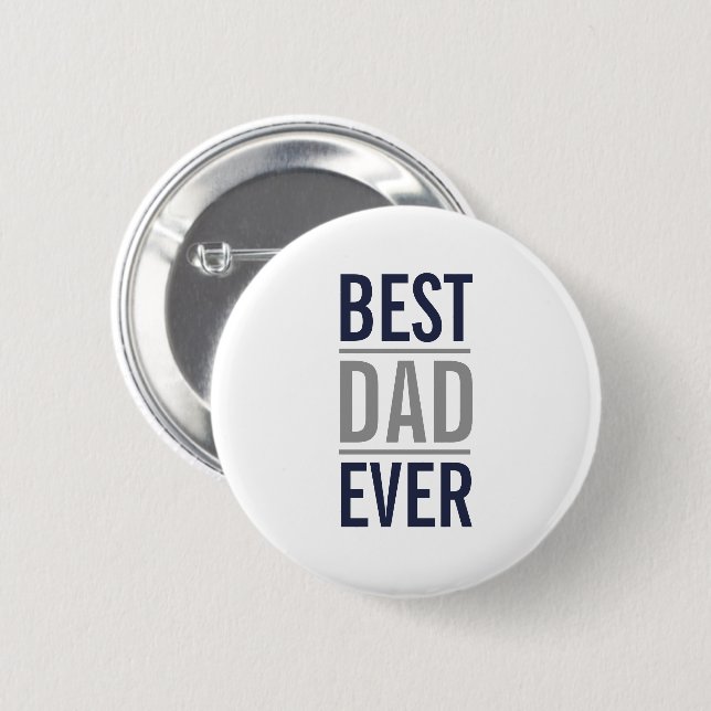 Bester Vater je | Moderne blaue Schaltfläche für d Button (Vorne & Hinten)
