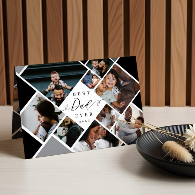 Bester Vater je Moderne Fotosammlung Personalisier Karte (Best Dad Ever Modern Photo Collage Personalized Card)
