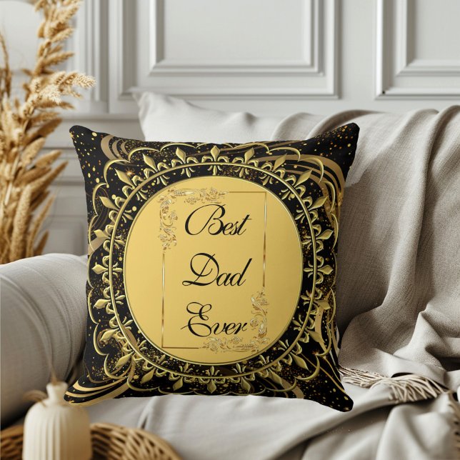 Bester Vater je Moderne Kalligraphie  Wirbel Niedl Kissen (Best Dad Ever Modern Calligraphy Leafy Swirls Cute Throw Pillow)