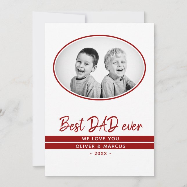 Bester Vater je Moderne Rote Schrift Vatertag Foto Karte (Vorderseite)